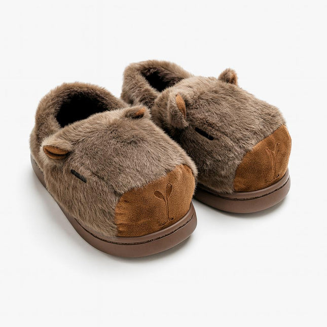 Pantuflas de Capibara Peluche para Mujer – Suela Antideslizante, Cómodas, Calientitas y Suave