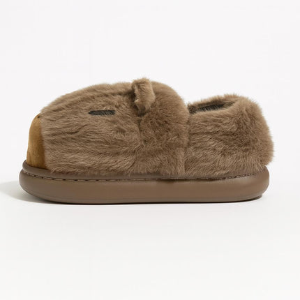 Pantuflas de Capibara Peluche para Mujer – Suela Antideslizante, Cómodas, Calientitas y Suave
