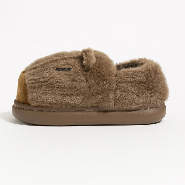 Pantuflas de Capibara Peluche para Mujer – Suela Antideslizante, Cómodas, Calientitas y Suave