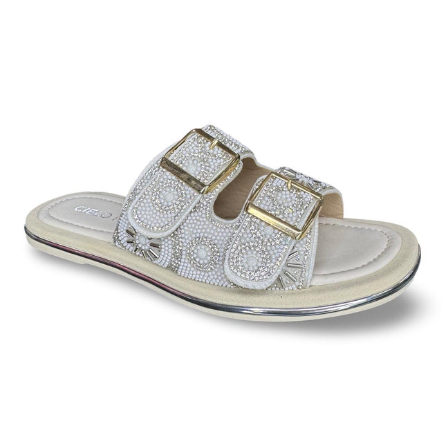 Huaraches de piedras rosadas y blanco cielo mio M1860