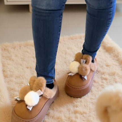 Pantufla sandalia conejo pompón suaves, cómodas y acojinadas para dama
