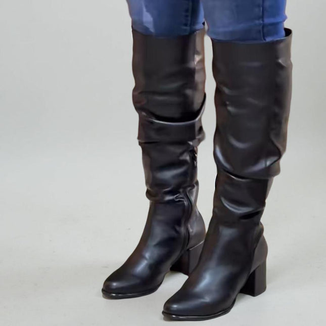 Botas tubo alto de dama acabado semiacabado textil en color Negro M4825