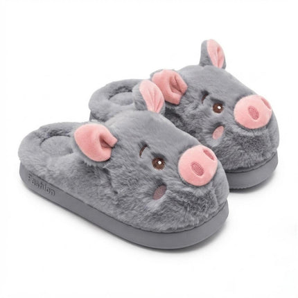 Pantuflas Cerdito Dama Kawaii Cómodas, Calientitas – Pantuflas de Peluche Suaves para Mujer