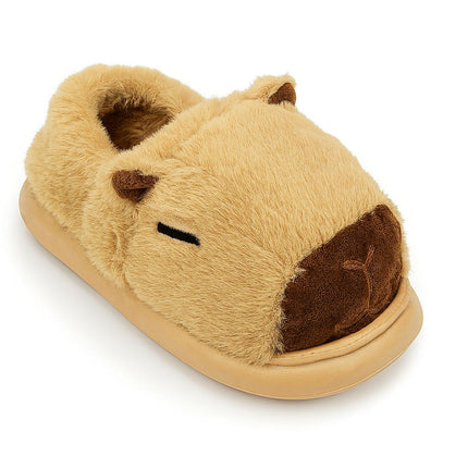 Pantuflas de Capibara Peluche para Mujer – Suela Antideslizante, Cómodas, Calientitas y Suave
