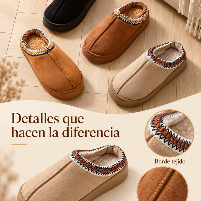 Pantuflas Unisex Tipo Zueco con Interior Afelpado y Suela Gruesa
